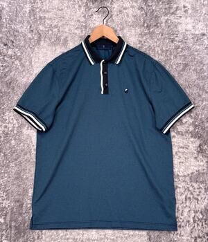 Extracurricular Golf Polo Shirt Large Mens Blue Check Tipped Collar
